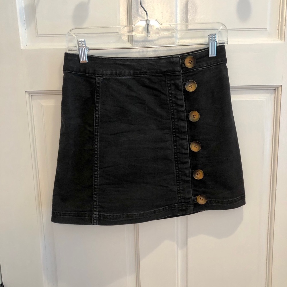 Free people black jean mini skirt